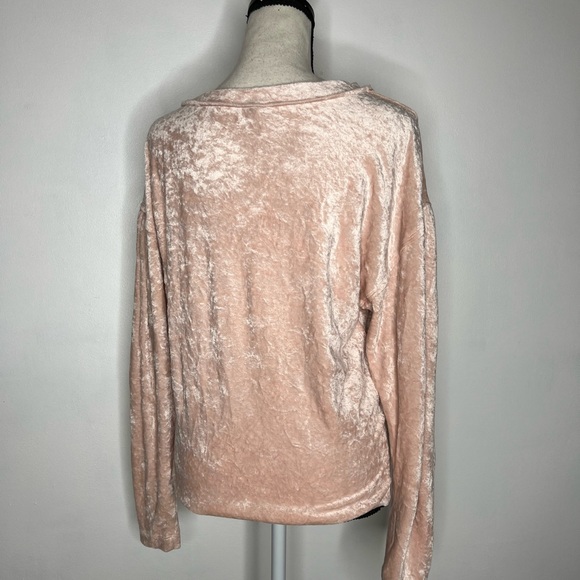 FREE PEOPLE We The Free Milan Crushed Pink Velvet Pleated Sleeve Sweater XS - Picture 5 of 7